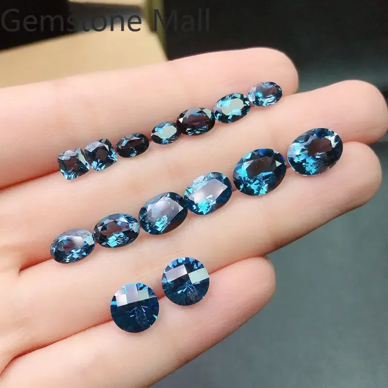 Oval Shape London Blue Topaz 4mm*6mm To 9mm * 11mm Natural Topaz Loose Gemstones for Jewelry DIY