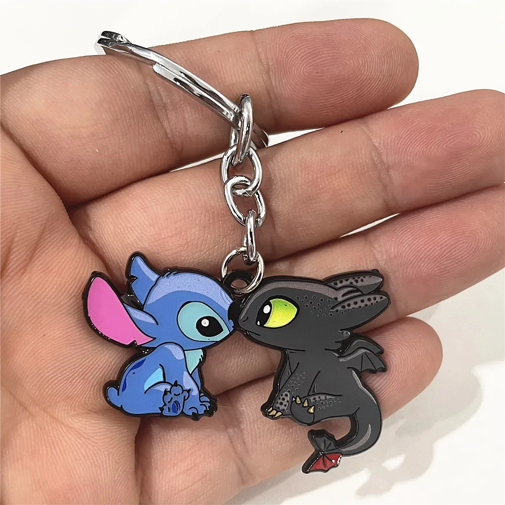 JYYH Disney Cartoon Cute Stitch and Night Fury Friendship Keychain Fashion Festival Gift Creative Pendant Friend ﻿