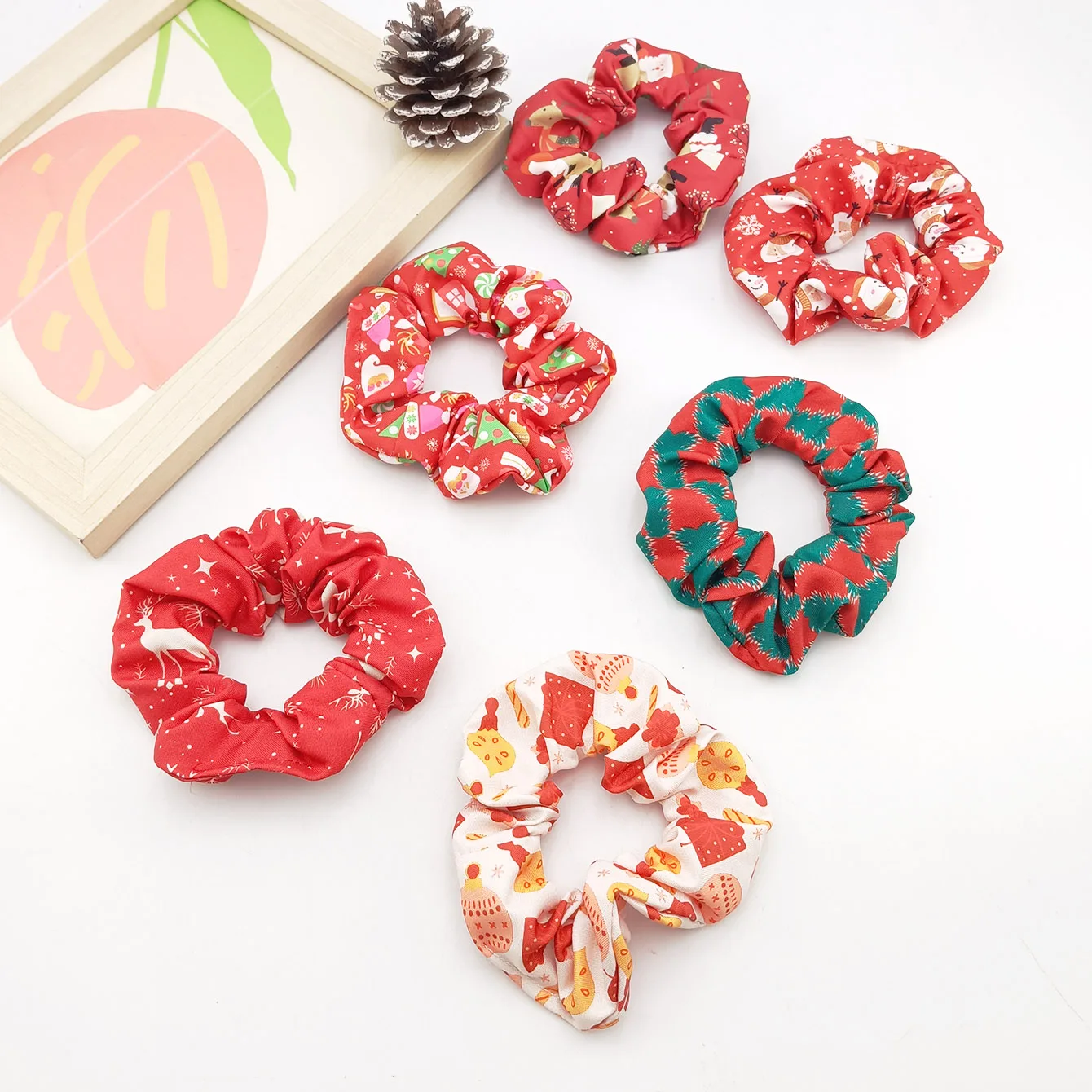 1pc Festive Christmas Scrunchies Multiple Holiday Prints Perfect Hairstyles Gifts Colorful Hair Accessories Y2K Casual Looks