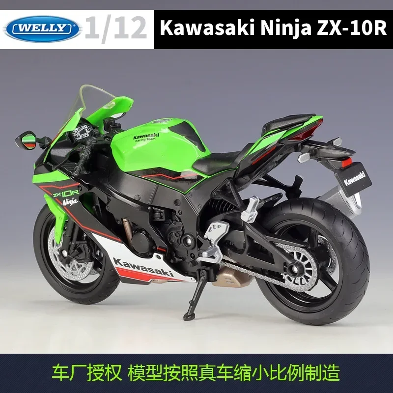 Welly 1:12 Kawasaki 2021 Ninja Zx10r Motorfietsmodellen Legering Model Motor Fiets Miniatuur Race Speelgoed Voor Geschenkcollectie