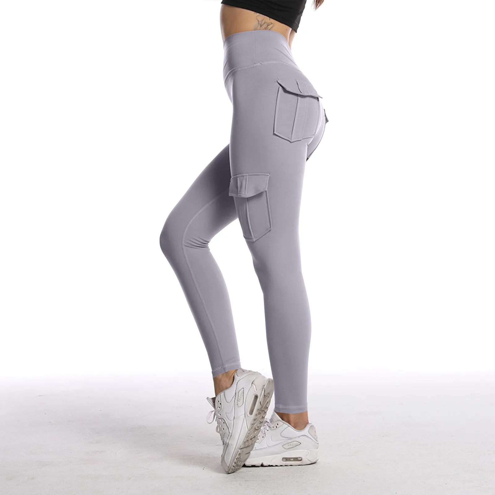 

Trendy Elastic Solid Color Yoga Pants High Waisted Skinny Sweatpants Fitness Yoga Pants Comfortable Breathable Daily Yoga Pants