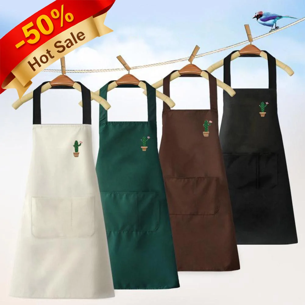 

Kitchen Waterproof And Oil Resistant Apron For Men Women Cooking Cleaning Solid Color Simple Hotel Work Clothes