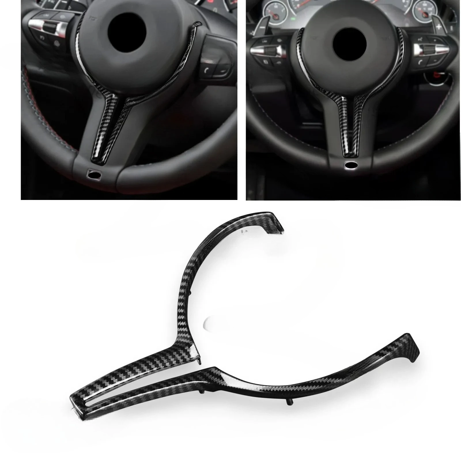 For BMW F80 M3/F82 F83 M4 2013-2022 F87 M2 F10 LCI M5 F06 F12 F13 M6 F85 X5M F86 X6M Steering Wheel Cover Trim Carbon Fiber Look