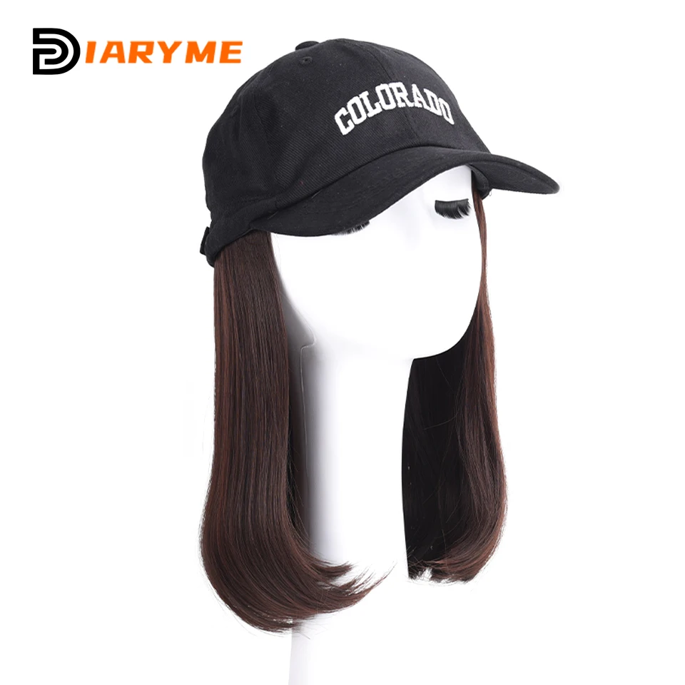 Short Hair Synthetic Wig Cap Hair Extensions Baseball Hat With Hair Attached Summer Hat Wig Adjustable Heat Resistant Fake Hair