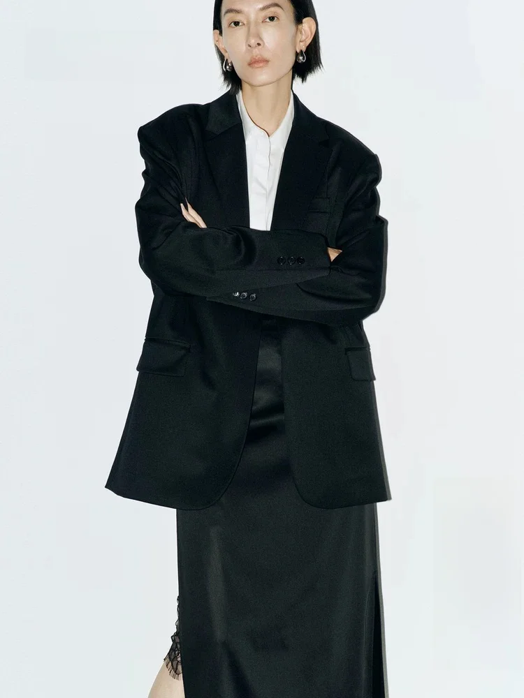Elite Wardrobe Series Spring New Woolen Lady Gentleman Suit Jacket EBD1BLA009 Business Commute Polyester Fiber Wool Blend