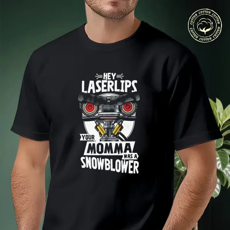 

Hey Laser Lips With Young People Robot Pattern Moto T-shirt Men's Summer Cotton Fashion Casual Sports Short Sleeved Tshirt Top