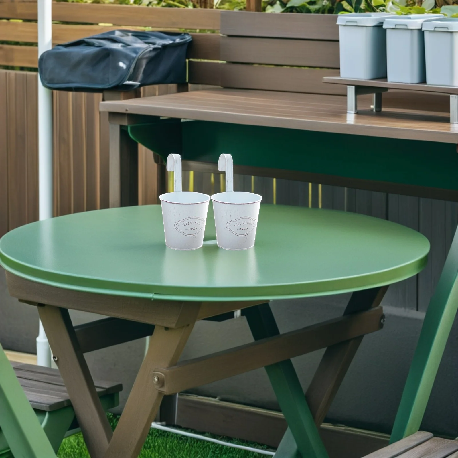 

2pcs Vintage Hanging Flower Buckets Iron Flowerpot Mini Plant Holder Balcony Garden Decoration Durable Creative Hanging Bucket