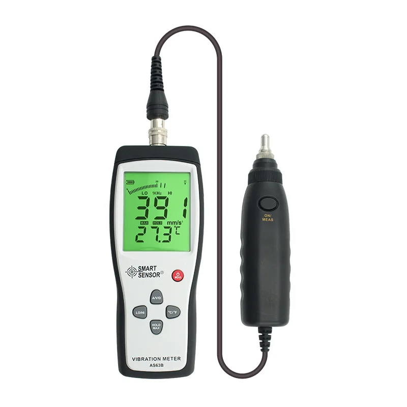 AS63B Digital Vibration Meter Vibrometer Handheld Vibration Tester with Acceleration Velocity Measurement