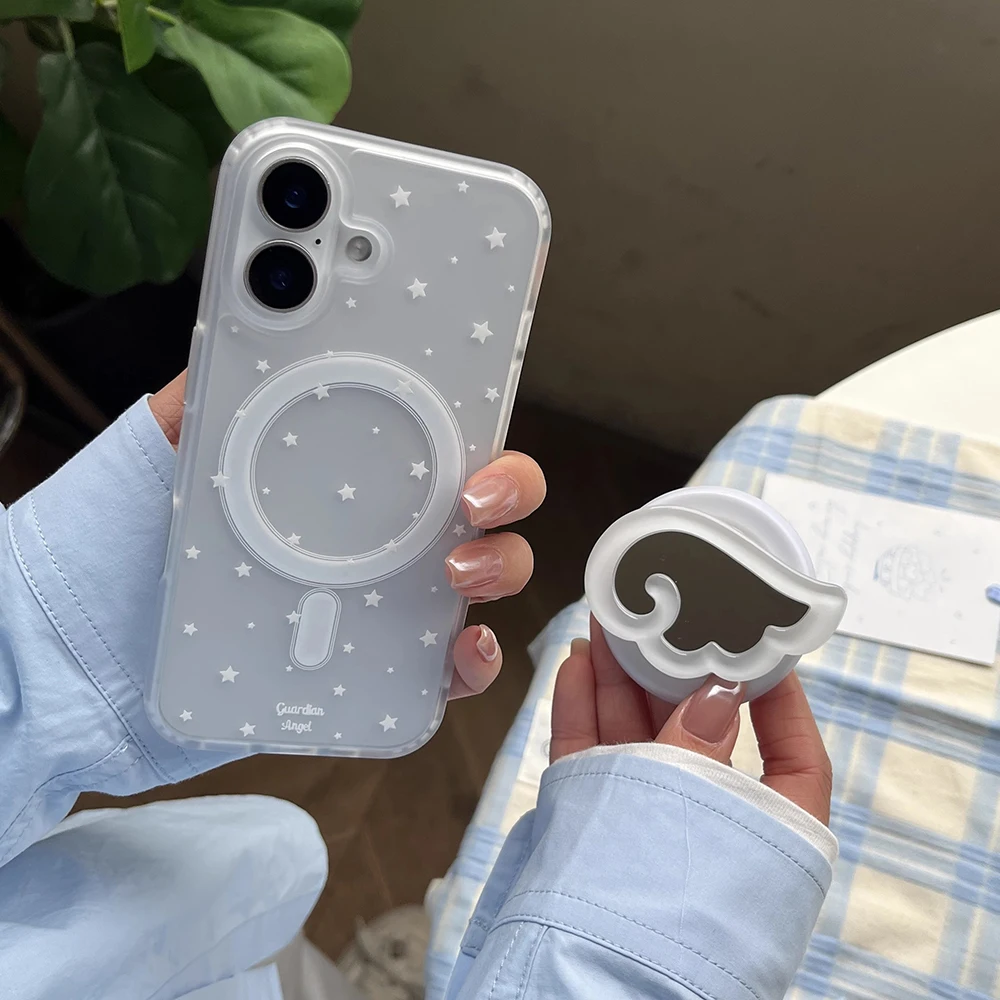 Niedliche Handyhüllen mit Engelsflügeln und Magnetständer für iPhone 18 17 16 15 14 13 Pro Max, Lieblicher Spiegel für Magsafe Rückseite – Detail 7