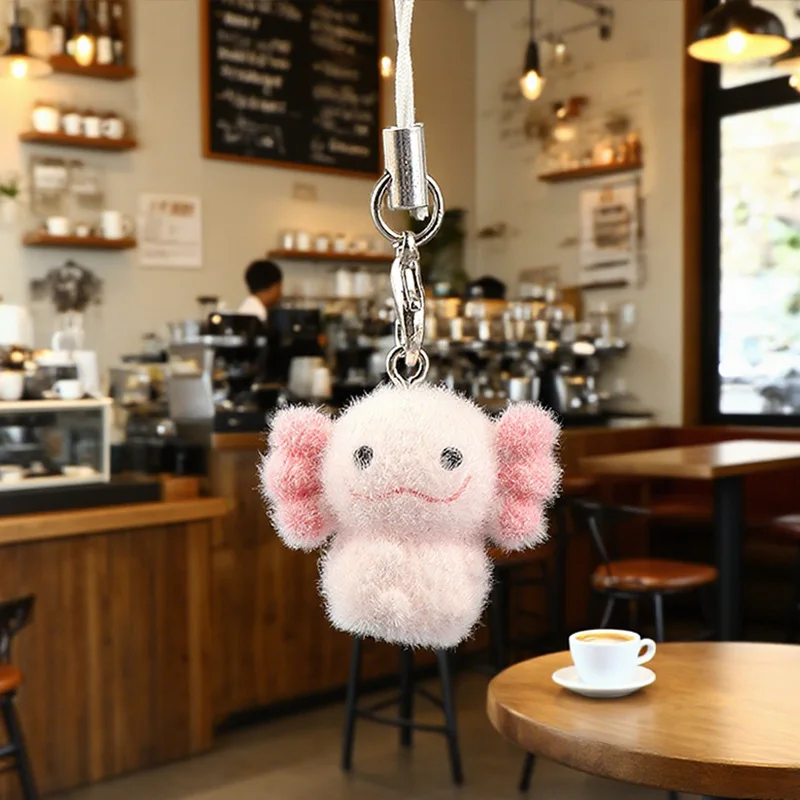 Y2K الوردي كوريا جديد لطيف ثلاثية الأبعاد يتدفقون Axolotl المفاتيح زوجين الهاتف المحمول قلادة سيارة سماعة ظهره Charms حقيبة ديكور