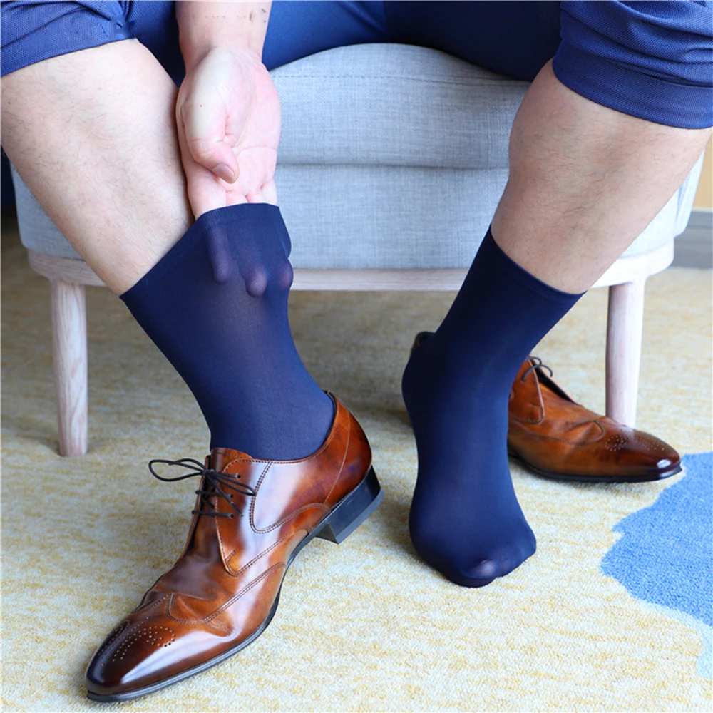 New Men Unisex Thick Socks Short Elastic Ultra-Thin Silky Silk Stockings Business Dress Stockings Casual Short Silk Men\'s Socks