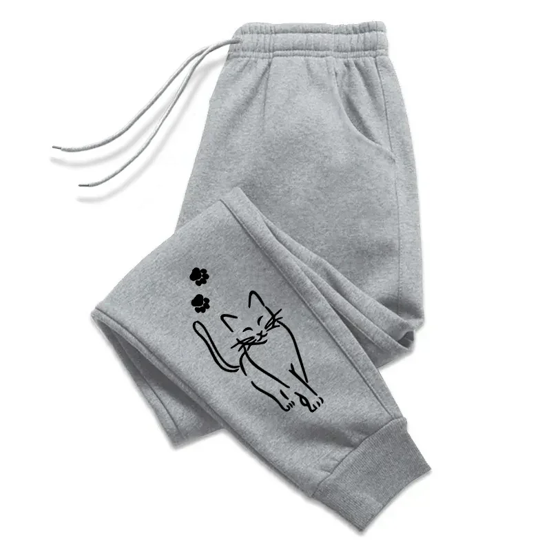

Hot Sales Womens Sweatpants Cat Printing Fashion Street Sports Pants Fitness Jogger Trousers Daily Casual Running Woman Pants