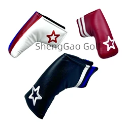 1pc Golf Putter Cover PU Leather 5-Pointed Star Pattern Club Cover Blade L-shaped Putter Cover Protector with Magnet Closure