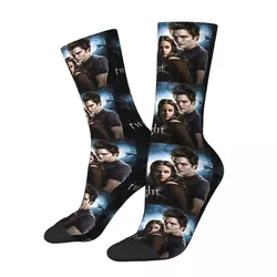 Crazy Design The Twilight Saga Movie Skateboard Socks Edward Bella Polyester Long Socks for Women Men Sweat Absorbing