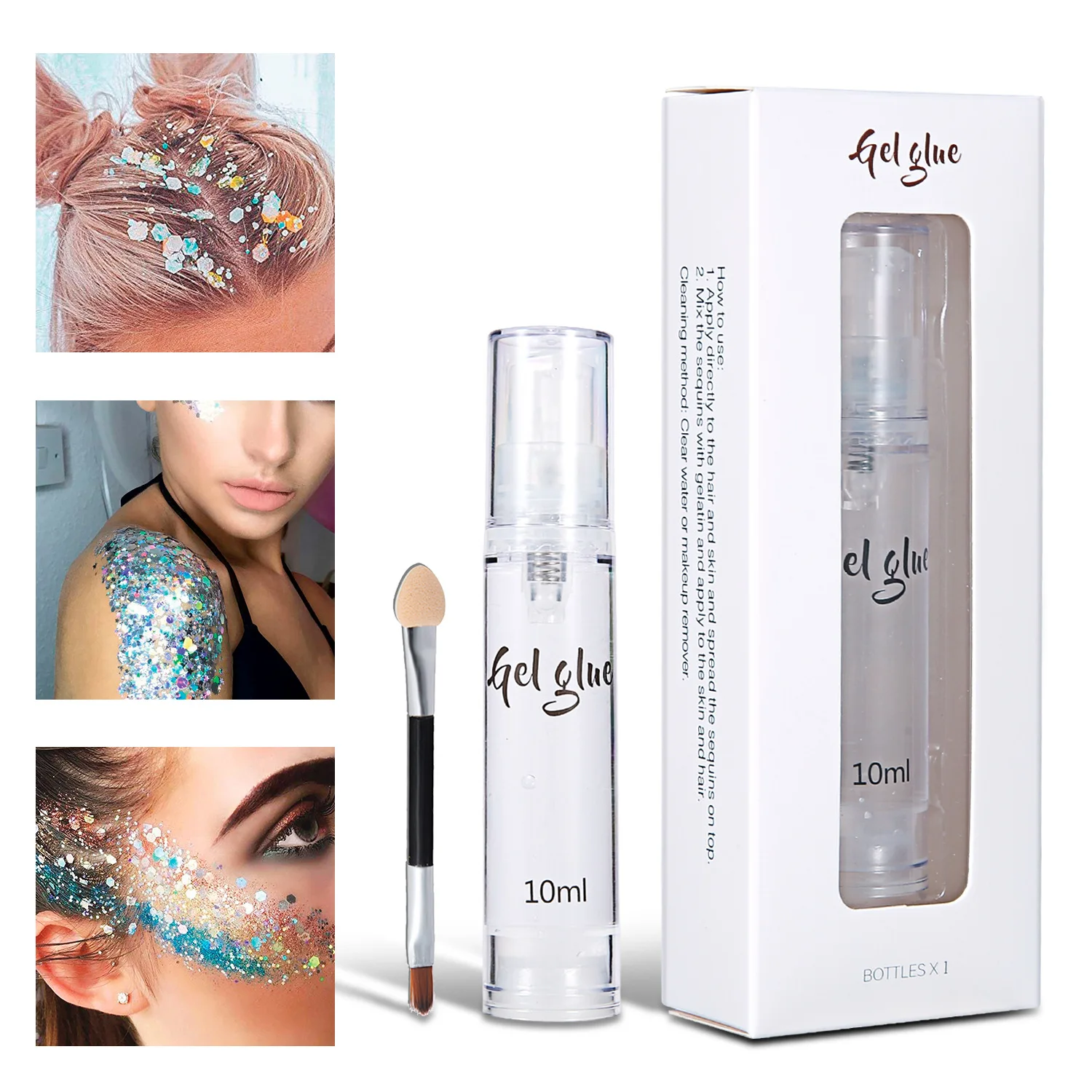 10 ミリリットルグリッターボディ接着剤アイシャドウジェル目顔ボディパウダーシマー一時的なタトゥーセットグリッター接着剤
