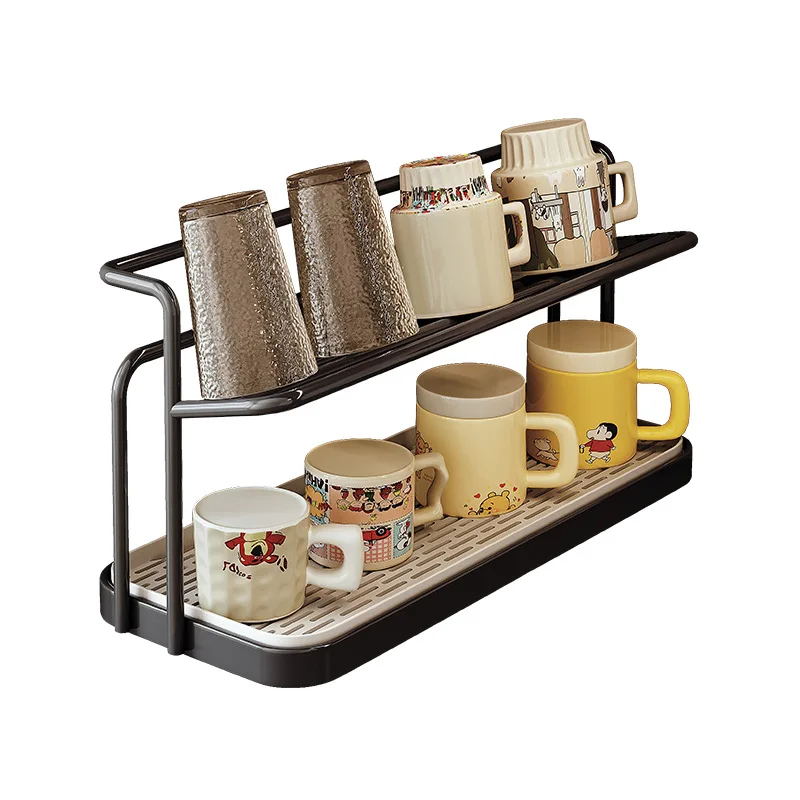 

Double cup holder, cup drain holder, dining table countertop, water cup storage rack, dining table countertop tray