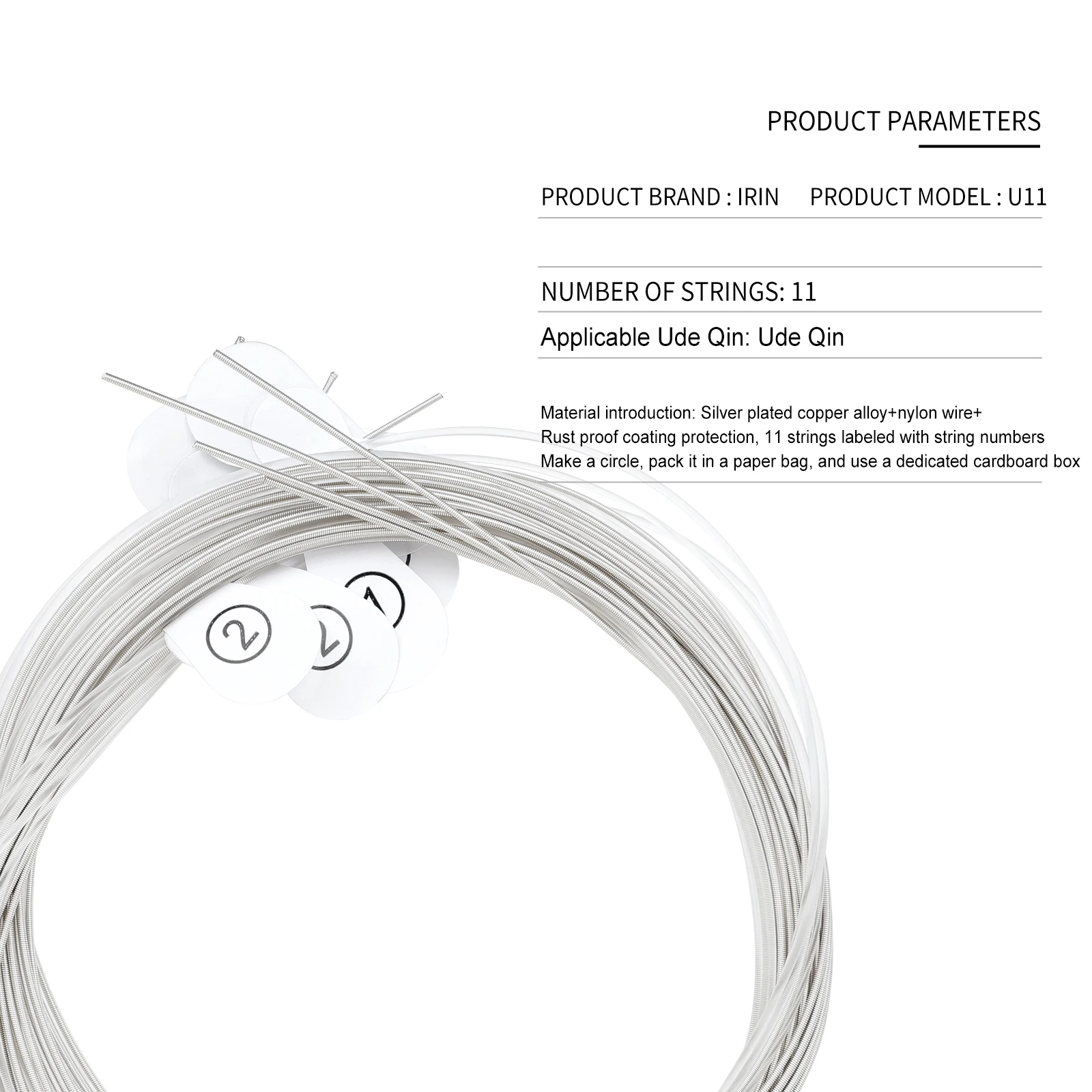 IRIN 11-String Oud Strings Set Classical Strings Nylon Copper Alloy Anti-Rust Strings for Oud Performance Accessory Part