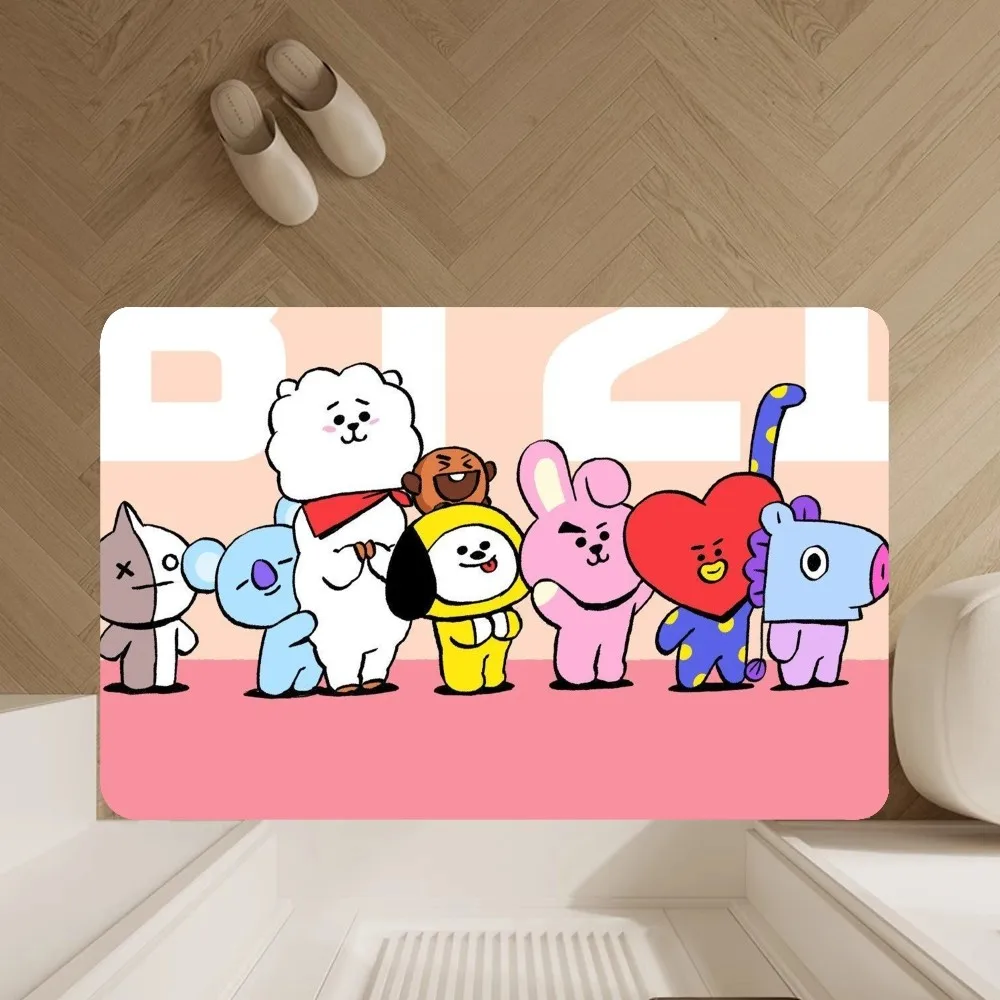 Beast Kingdom kpop B-BT21  Floor Mat Floor Mat Anti-Slip Bathroom Kitchen Bedroom Living Room Entrance Rug Home Decor