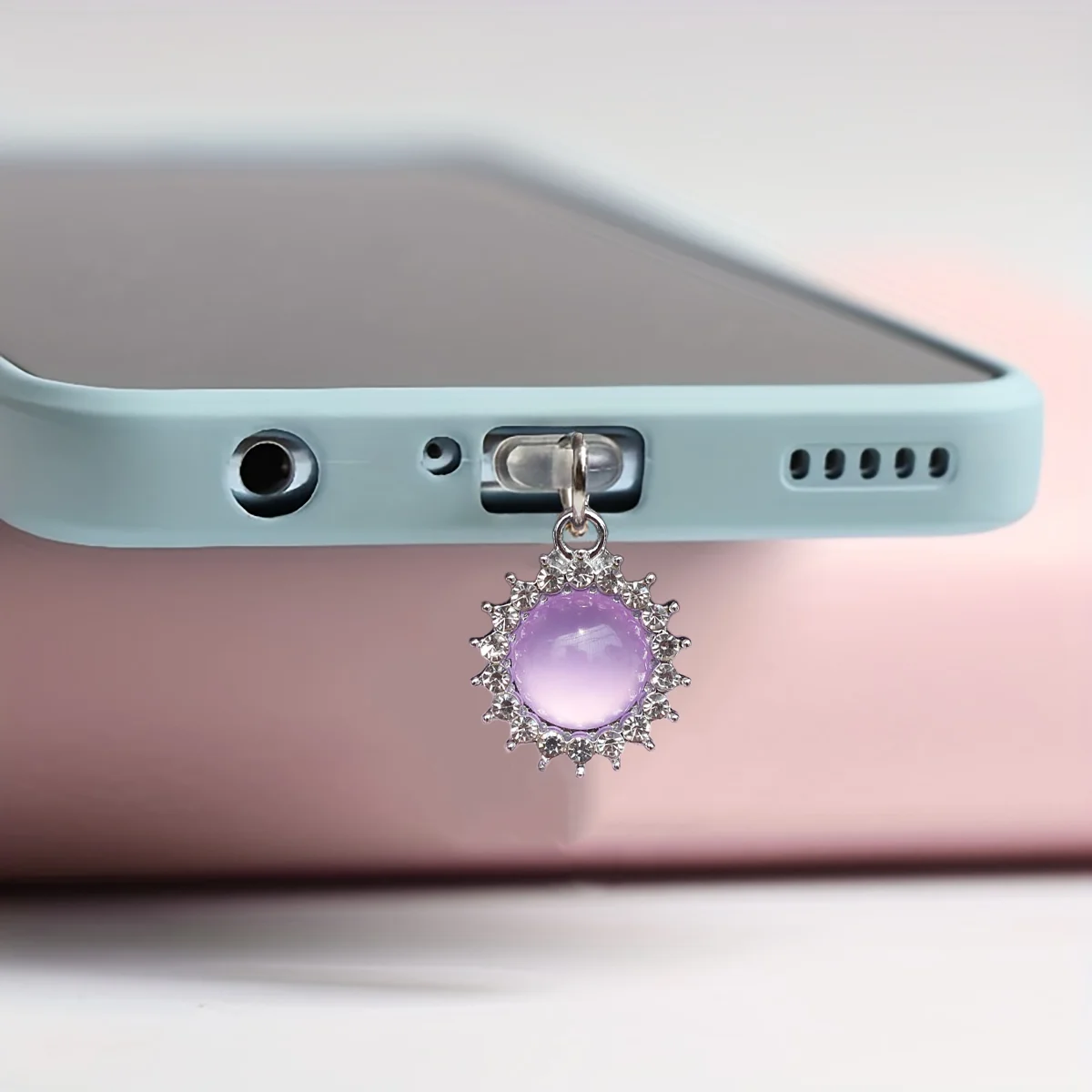 Telefon-Staubschutz mit Diamant-Katzenaugen-Steinanhänger, Hängedekoration, Telefonzubehör für iPhone Typ-C-Anschluss Staubschutz – Detail 11
