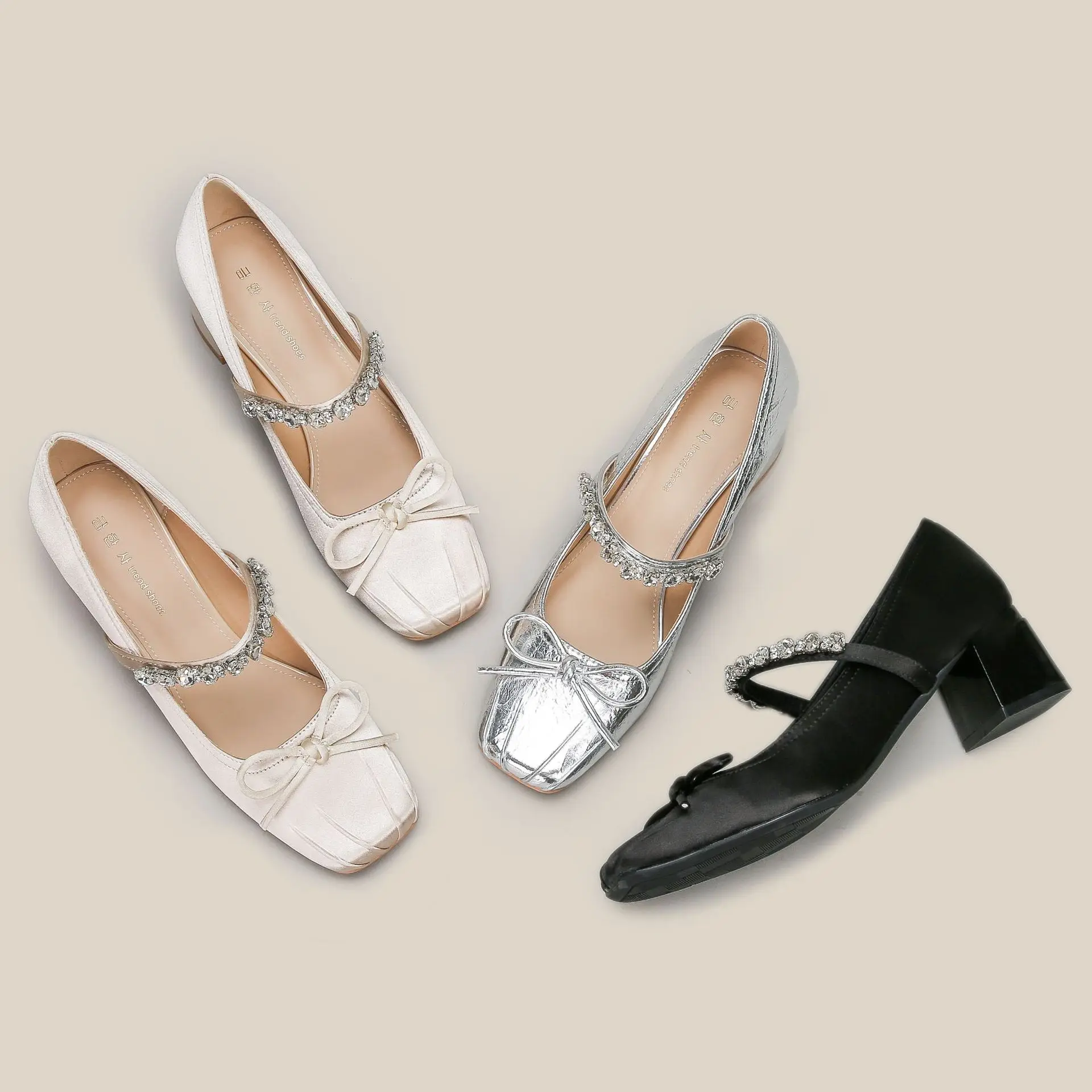 

Новинка 2025, осенние женские туфли на высоком каблуке, летние туфли на толстом каблуке, женская обувь с квадратной головкой и бабочкой