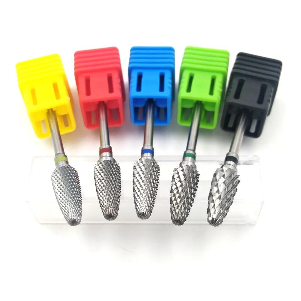 HYTOOS 5 Size Tungsten Carbide Nail Drill Bit Rotary Manicure Cutters Bits For Manicure Drill Accessories Gel Removal