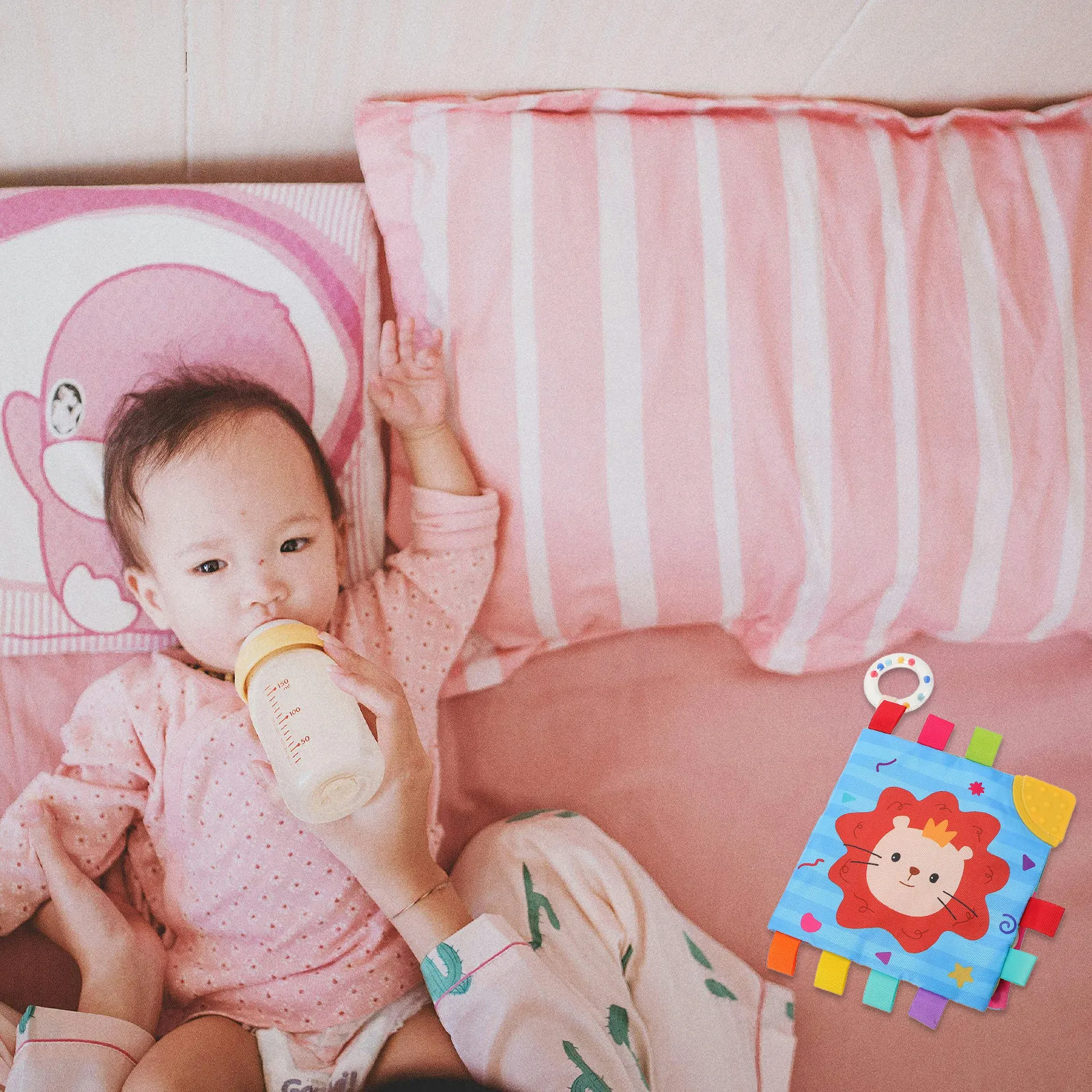 Baby Cloth Book Early Education Tear Resistant Montessori Sensory Play Crinkle Chewable Soft Book for Baby Cognitive Motor Skill