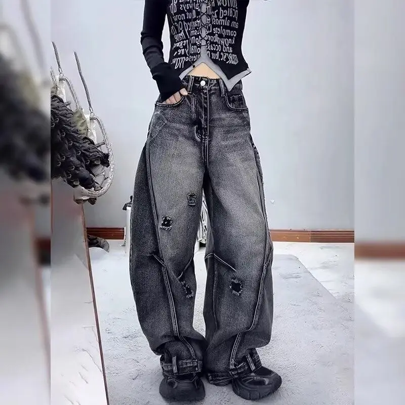 

Machete Jeans For Men And Women In Spring And Autumn Are Loose Casual And Versatile With A Sense Of Niche Wide-Leg Pants