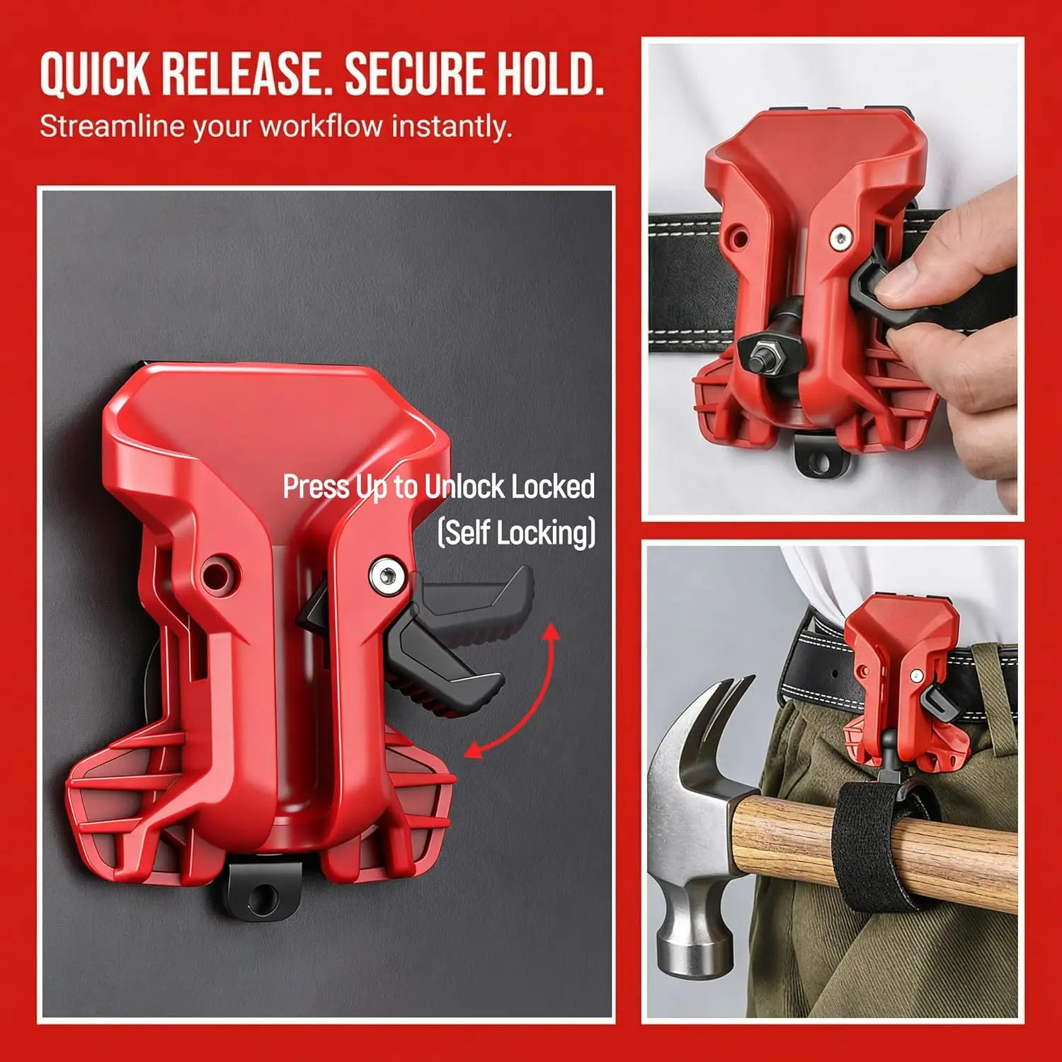 Quick Release Belt Clip Double Locks Buckle Compact Practical Waist Hanging Self Locking for Drivers Electrician Screwdrivers
