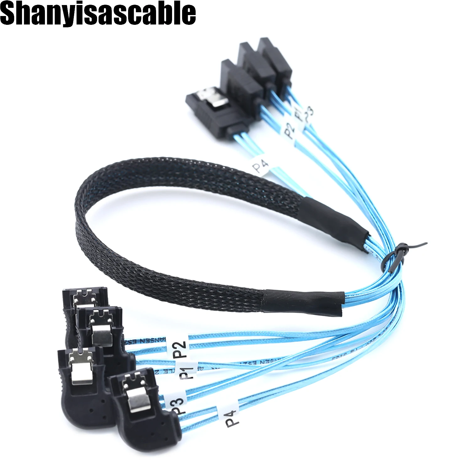 0.5M  4-Port SATA To SATA Right Bend SSD Data Connection Cable For Computer cable