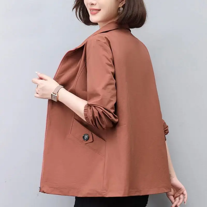 2023 New Spring and Autumn Fashion Thin Zipper Casual Versatile Short Jacket Temperament Commuter Mom Loose and Unique Coat