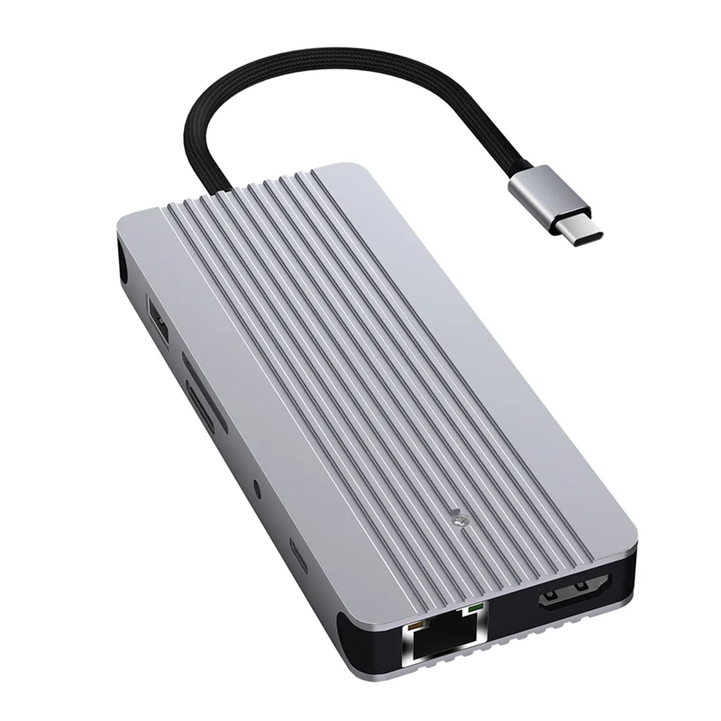 

ТТКК-М. 2 SSD USB 3.0 Разветвитель-концентратор 12-в-1 Адаптер NVME/SATA Порт RJ45 Gigabit Ethernet Выход аудиорасширителя 3,5 мм для ПК Ноутбук