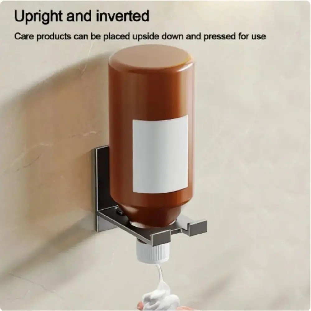

2pcs Durable Wall Mount Soap Bottle Holder Aluminum 2pcs Bottle Hanger Stand Drill-Free Installation Space Saving