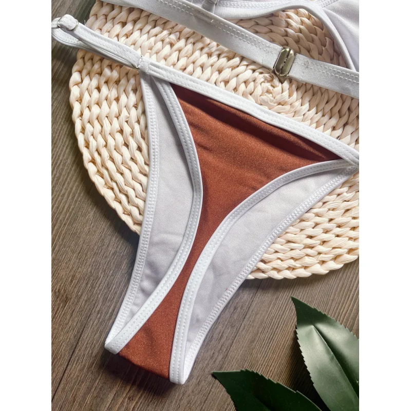 2024New Bikini Solid Color Swimsuit Beach Sexy Women's Swimsuit