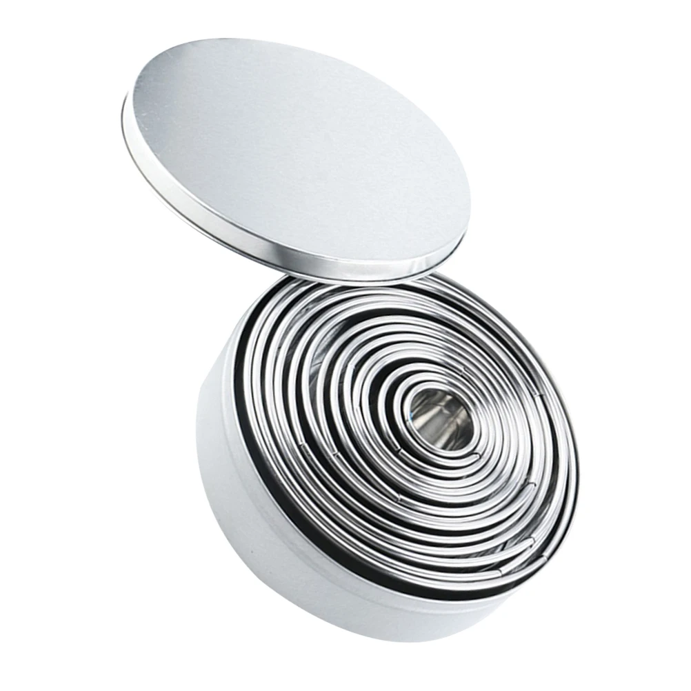 

14pcs Stainless Steel Cake Mold Non-Stick Round Mousse Bake Pastry Dough Baking Tool Easy Demoulding Cookie Set