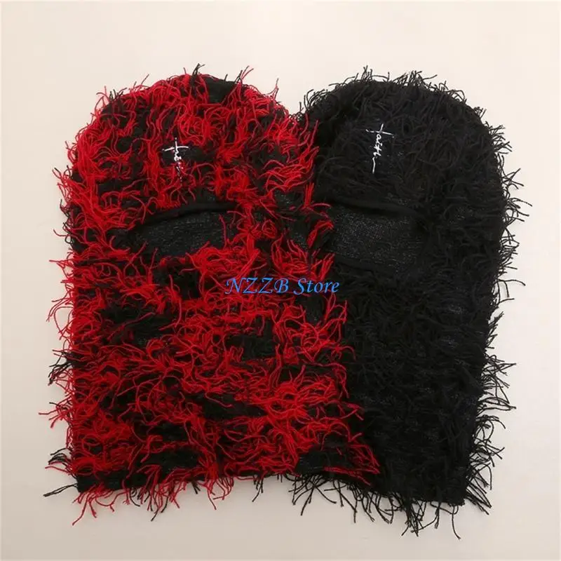 

T21F Unisex Skullies Hat Versatile Outdoor Activities Hat with Distressed Fringes Hat