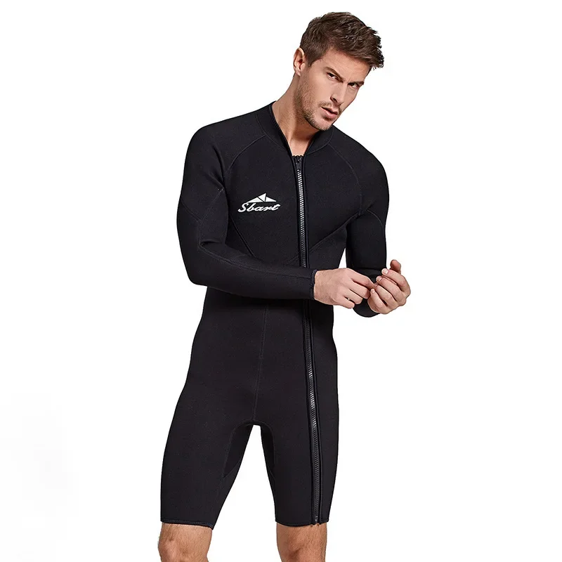 Combinaison de plongée une pièce à manches longues de 3mm, maillot de bain pour hommes, combinaison de plongée en apnée, surf chaud et résistant au soleil