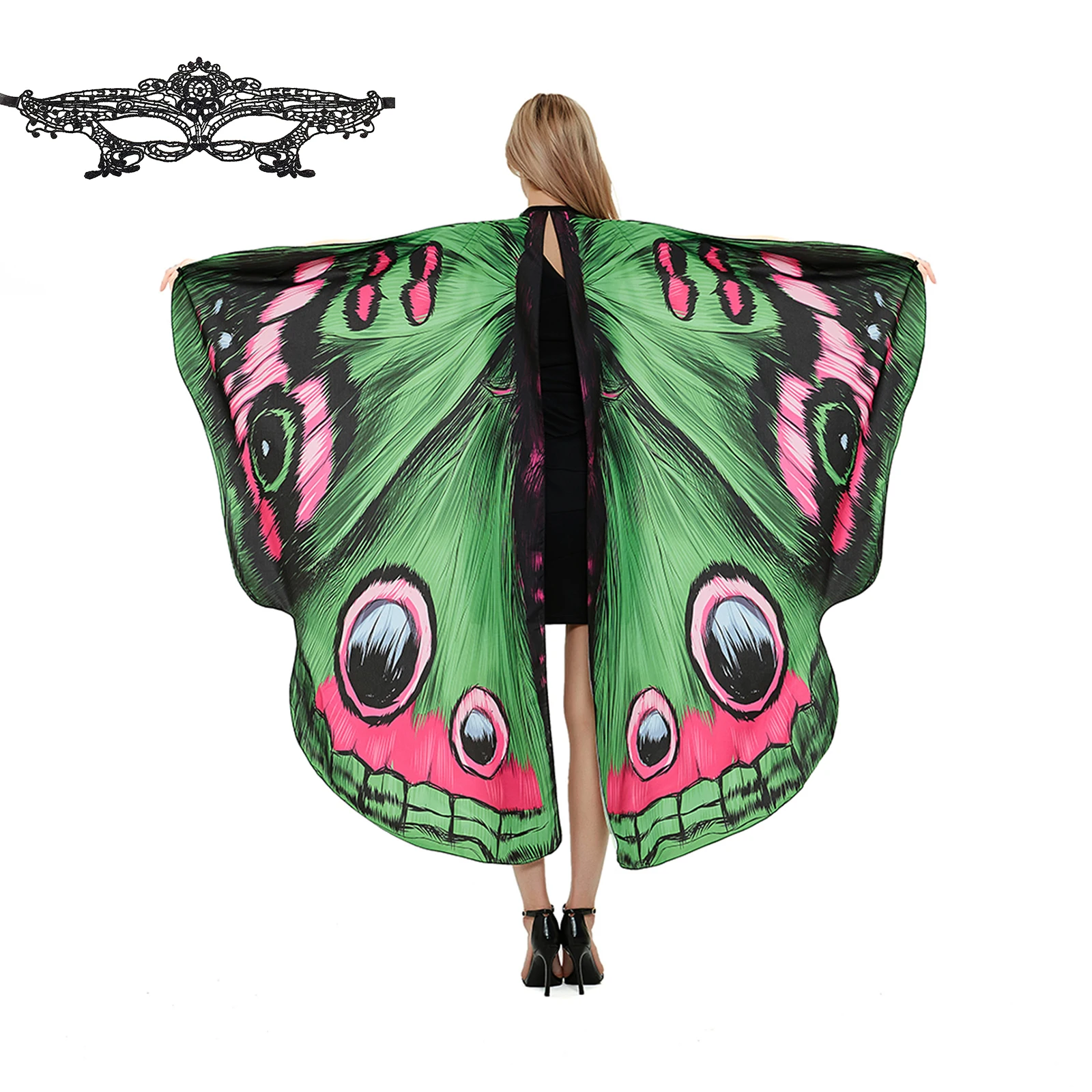 Capa de mariposa de Halloween para mujer, correas de mano ajustables coloridas, capa de alas de mariposa para fiesta festiva de Cosplay
