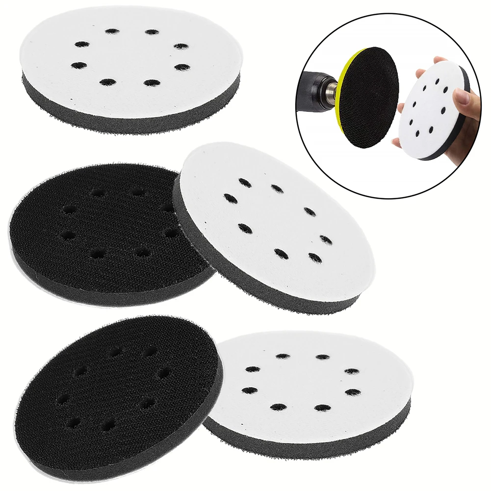 5pcs 5 Inch 125Mm 8Hole Soft Sponge Interface Pad For Hook&Loop Sanding Discs Sanding Pads For Uneven Polishing Abrasive