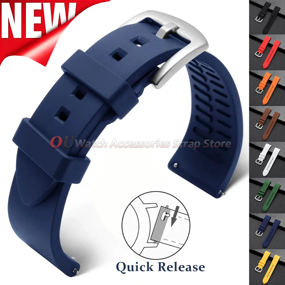 Bracelet de montre en silicone sport 18mm 19mm 20mm 21mm 22mm 24mm pour Seiko, bracelet en caoutchouc étanche pour homme et femme, bracelet universel pour Rolex