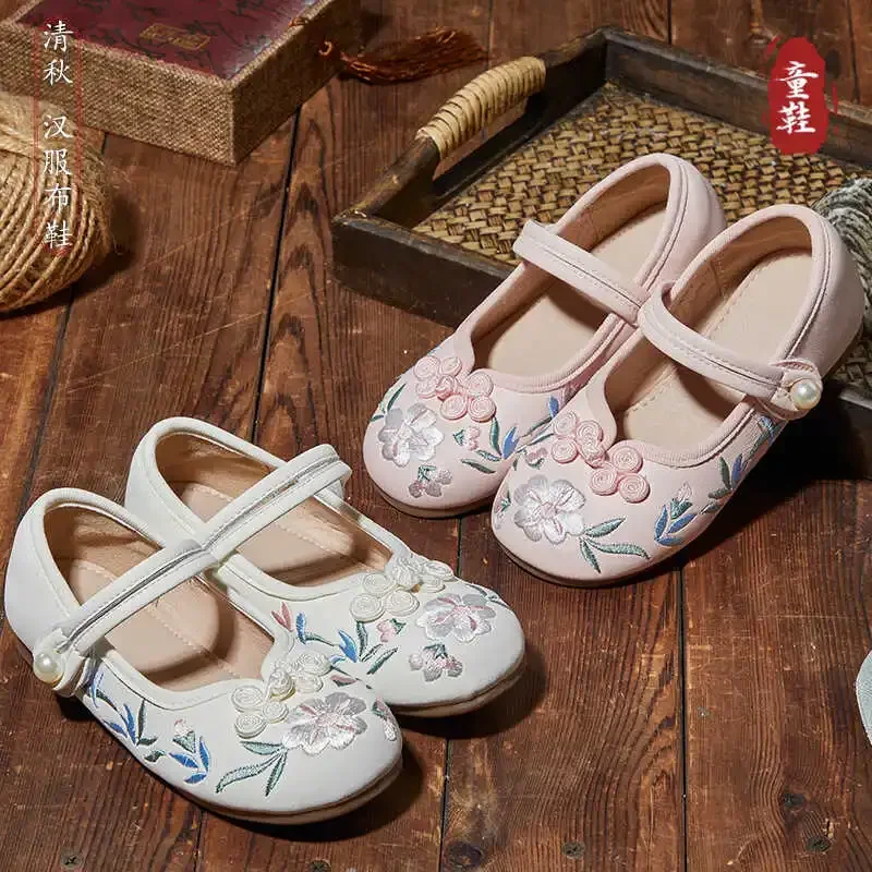 Children's Hanfu Shoes New Classmate Ethnic Style Traditional Embroidered Shoes Girls Kindergarten Cloth Shoes Chinese Style