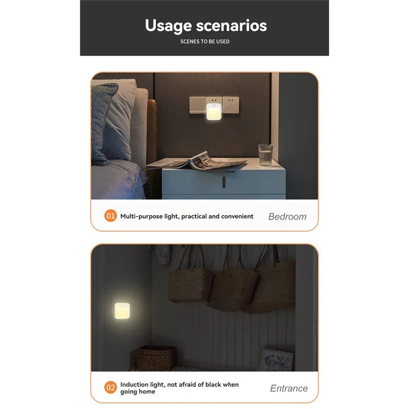 

Motion Sensor LED Night Light Lamps Children's Night Light Smart LED Night Lamp For Bedside Table Bedroom Nigh EU Plug-AT36