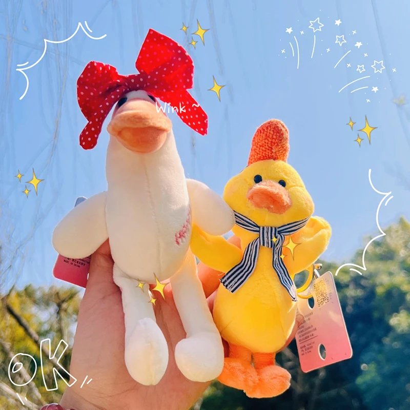 

Cute Plush Duck Soft Animal Stuffed Toys Couple Cartoon Kawaii Little Yellow Duck Keychain Pendant Doll Funny Gifts For Kids