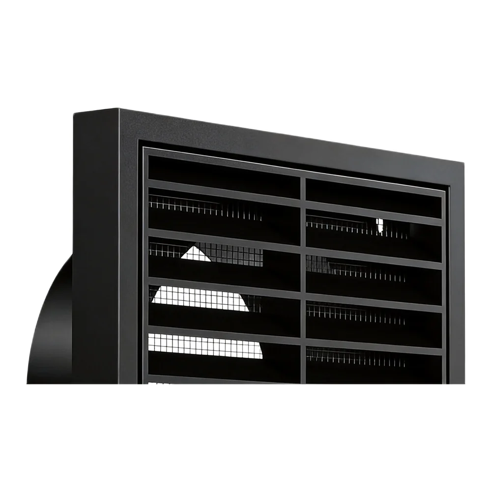 Louvred Wall Vent Grille External Air Vent Cover With Net For Exterior Walls Black Louver Air Vents Grille Square Ventilation