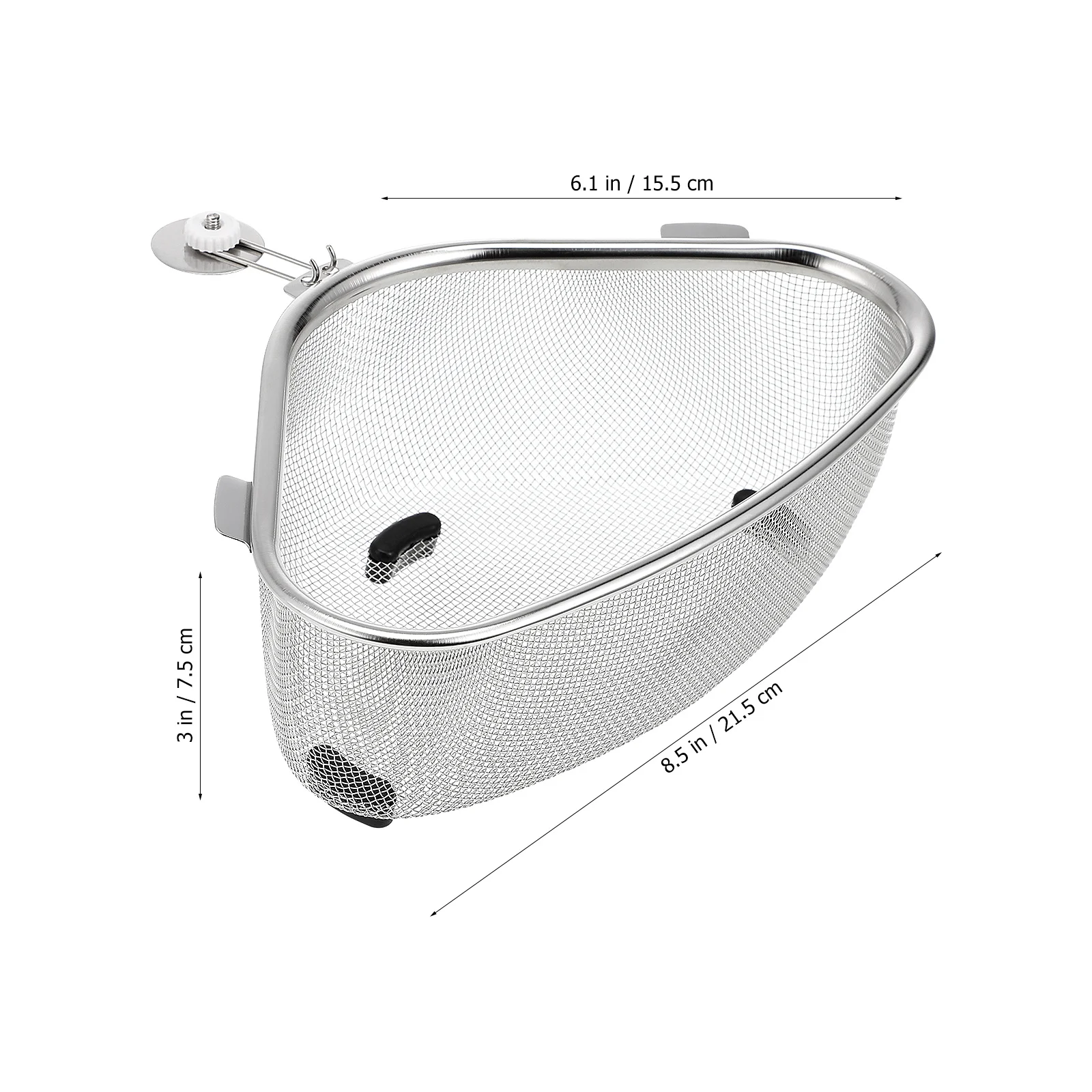 Filtro de canto triangular, cesta de drenagem de pia de aço inoxidável, suporte de pia de canto triangular, rack de secagem de cozinha, filtro durável