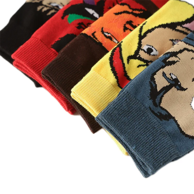 Funny Happy Men's Socks Combed Cotton Harajuku Cartoon Fashion Movie Character Casual Skateboard Socks