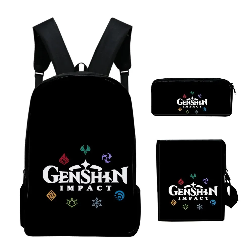 

Genshin Impact Logo Backpack, 3D Print, Student School Bags, Laptop Backpack, Tilt Shoulder Bag, Pencil Case, Harajuku, 3 Pieces