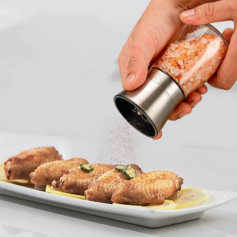 Ergonomic Adjustable Ceramic Core Pepper Sea Salt Grinder Stainless Steel Portable Spice Mill for Camping BBQ Home Kitchen Use