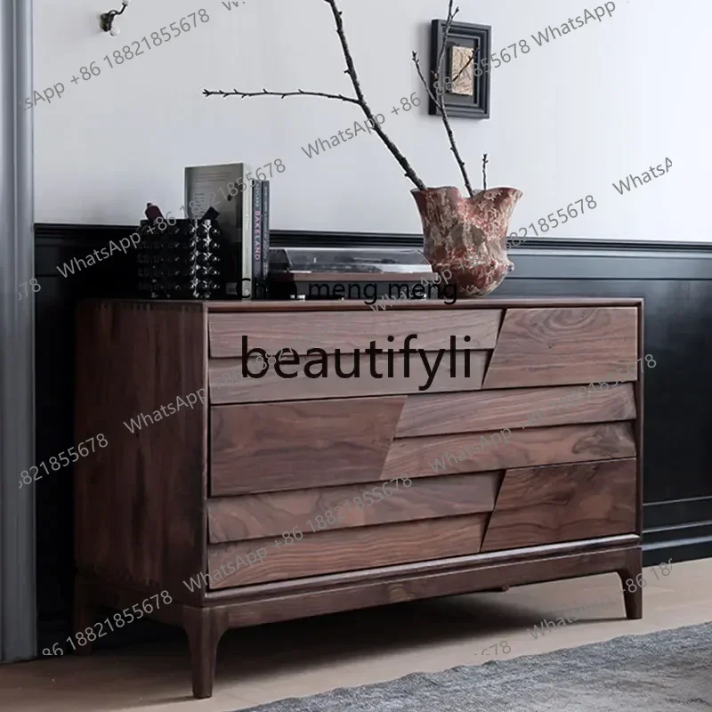 

32North American black walnut six-chest cabinet bedroom storage solid wood porch living room storage cabinet