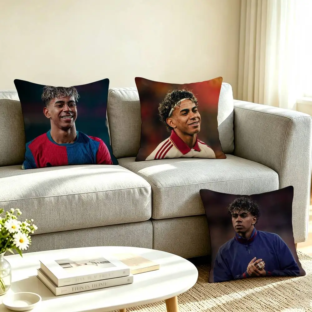 L-Lamine Yamal Football Player Pillow Case Square Double-Sided Sofa Cushion Cover Bedroom Bedside Pillow