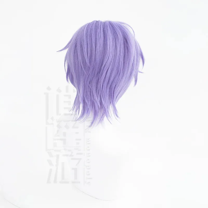 게임 누: 카니발 쿠야 코스프레 가발 보라색 짧은 머리 내열성 합성 할로윈 파티 액세서리 소품;3'v,6.h;8'
